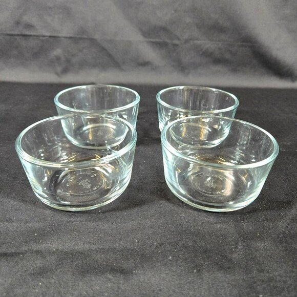 Set (4) Anchor Hocking Food Prep Glass Bowl Custard Cups 1 Cup Microwave Safe - Picture 3 of 7